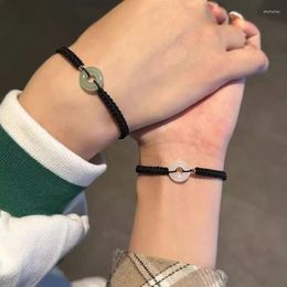 Brin fait à la main tissé rond pièce de monnaie Bracelets pour femmes hommes bonne chance Bracelet à breloques corde chaîne amitié bijoux cadeau BFF