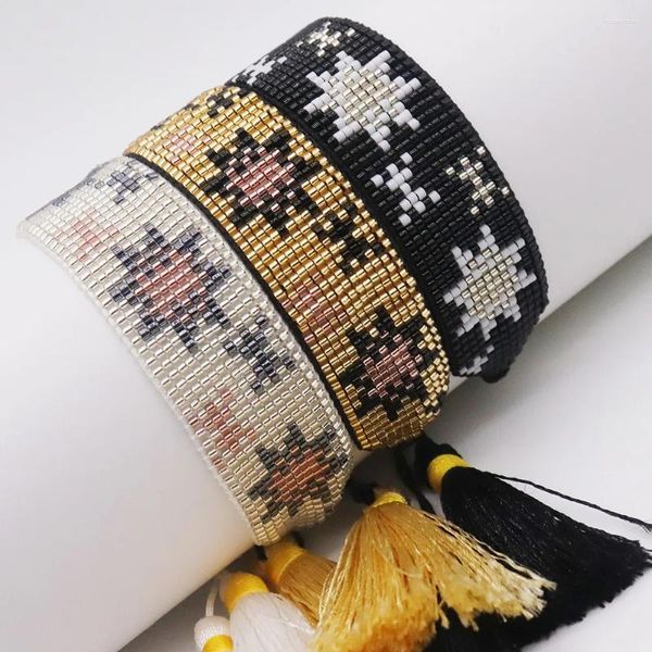 Borla moldeada de moda de la pulsera tejida a mano de Miyuki del copo de nieve del hilo para las mujeres