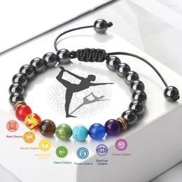 STRAND HEALING 7 Chakra Men 6 8mm Hematiet Enary Stone Yoga Bangles Women Black Gallstone Health Protection sieraden