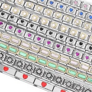 Petales de coeur à coeur coloré Bracelet en acier module élastique charmant lien italien adapté aux bracelets de 9 mm fabriquant des bijoux bricolage