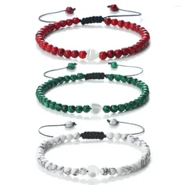 Strand coeur coquille réglable à la main Bracelets pour femme hommes charme pierre naturelle lave oeil de tigre Agate perles Bracelet Yoga bijoux