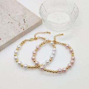 Pulsera de perlas de concha Natural HERLOOK para Mujer, joyería al por mayor, Pulseras de cuentas chapadas en oro, Pulseras de playa de verano para Mujer