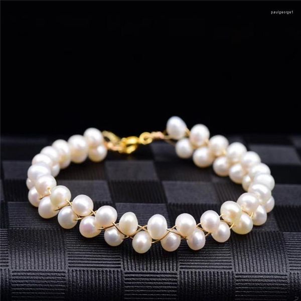 Brin haut de gamme pierre naturelle perles d'eau douce Femme tressé Yoga femmes amitié Bracelet Bracelet bohème bijoux