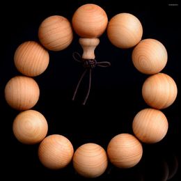 Hilo de alta calidad 15/18/20mm cuentas de madera Natural Arborvitae budista oración cuenta pulsera brazalete mujeres hombres Mala meditación