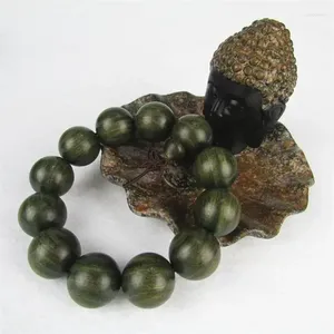 Strand Hoge kwaliteit 20 mm natuurlijke groene houten armbanden Amerika gat Heilige sandelhout kralen en armband met korrelmateriaal