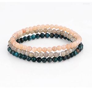 Brin de haute qualité 3 pièce/ensemble, Design mignon, Bracelet pour dame, petite taille 4mm, pierre naturelle, ensemble extensible de perles pour femmes