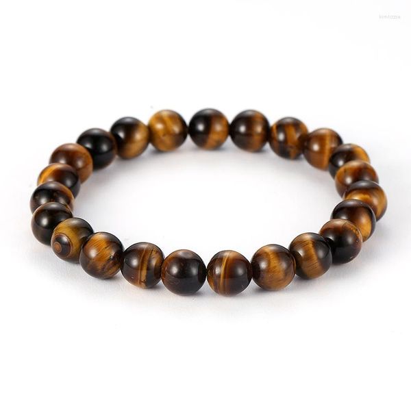 Brin haute qualité 6mm 8mm10mm12mm 14mm naturel marron oeil de tigre pierre perles Bracelet Bracelet mode élastique bijoux pour hommes