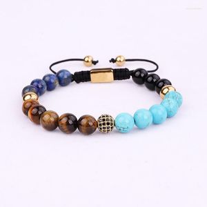 STRAND HOGE KWALITEIT Mode Natuurlijke stenen kralen CZ Ball Gevlochten Macrame Bracelet Men