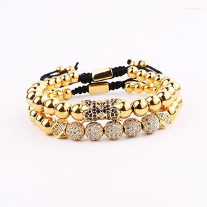 Strand Haute Qualité Bijoux De Luxe Bracelet En Acier Inoxydable Perles CZ Boule Charme Réglable Ensemble Hommes