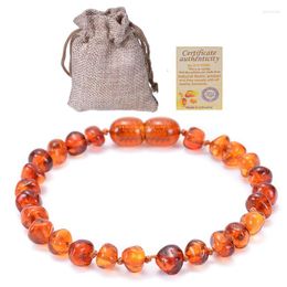 Bracelet en ambre naturel pour bébé, brin de haute qualité, bijoux irréguliers pour nourrissons et enfants, fait à la main, cadeau