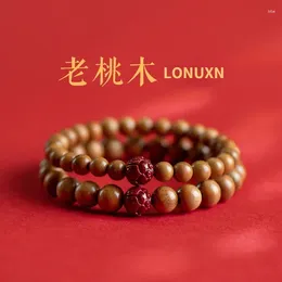 Bracelet de perles en bois de pêche véritable de haute qualité, Bracelet bouddhiste de bouddha, prière pour hommes et femmes, Lotus naturel sculpté à la main