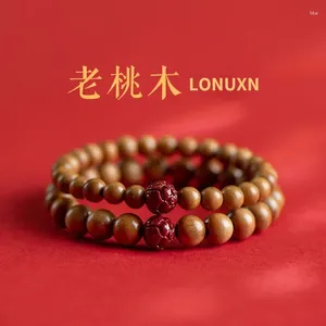 Strand Hoge Kwaliteit Echte Perzik Houten Kralen Armband Boeddha Boeddhistische Bangle Gebed Mannen Vrouwen Natuurlijke Handgesneden Lotus