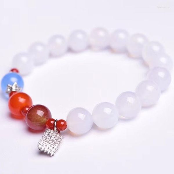 Bracelet en pierre naturelle d'agates blanches pour femmes, brin de haute quantité de perles de 10mm, accessoires, bijoux de guérison, vente en gros
