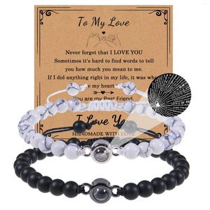 Brin je t'aime 100 langues bracelets couples cadeaux à la petite amie de petit ami - cadeau de la Saint Valentin pour lui et elle