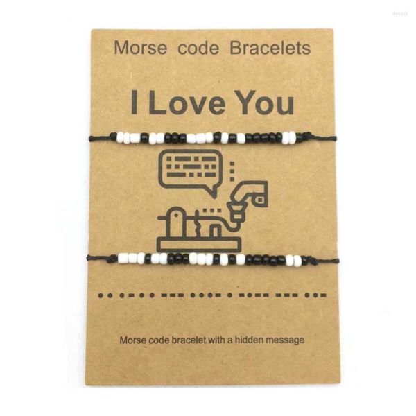 Pulsera con código Morse I Love You para parejas, pulseras a juego para él y su novio, novia, madre e hija