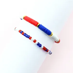 Strand Independence Day rood blauw wit kleuren kralen stretch armband set voor USA vlag