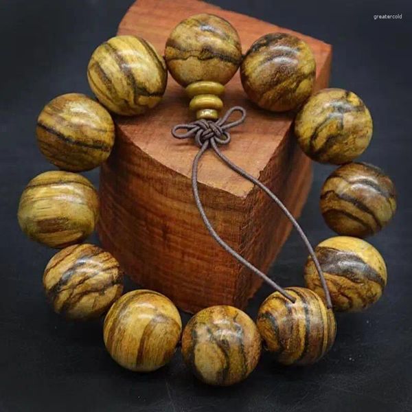 Bracelet de perles de bouddha en bois de santal Huaqinan indonésien, brin indonésien, perles de prière pour hommes et femmes, bijoux en bois