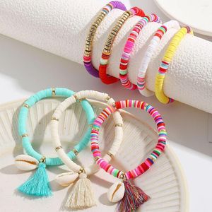 Strand Ins Shell Gland Style Bohème Bracelet Femmes Coloré Doux Argile Perles À La Main Bracelet De Mode Bijoux Fille Cadeau