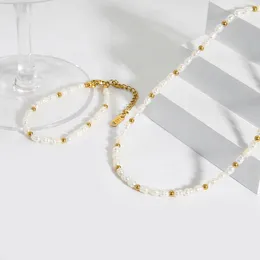 Strand INS tendance 18K plaqué or en acier inoxydable perlé petite perle baroque d'eau douce bracelet ras du cou pour les femmes cadeau étanche