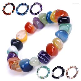 Bracelet irrégulier à brins avec forme, couleur mixte, agate de rêve rouge et noir