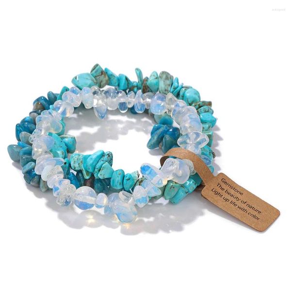 Bracelet de perles d'opale Turquoise de gravier irrégulier, ensemble de quartz en cristal Rose d'améthystes en pierre naturelle pour femmes et hommes