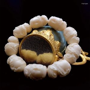 Bracelet tête de Guanyin sculpté en noix d'ivoire, graines de Bodhi, bois de noix de coco, décorations suspendues pour voiture, boîte cadeau