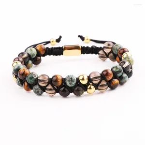 Strand Jaravvi Design classique de haute qualité 6 mm Naturel Stone Traided Macrame Friendship Bracelet Men Women Jewelry Gift