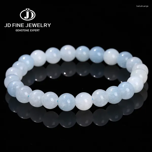 Strand JD Imitation de haute qualité Chalcédoine Aquamarine Bracelets Round Bracelets Femmes Charme 6 8 Bijoux de méditation de bracelet étirement 10 mm