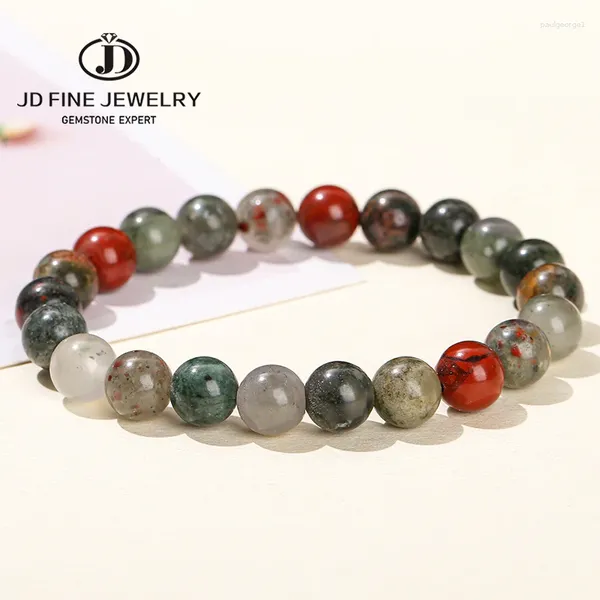 Strand Jd Natural Africa Blood Jasper Stone Breded Bracelet Femmes Men Vintage Charme Énergie Guérison Single Circle Stretch Bangles Cadeau