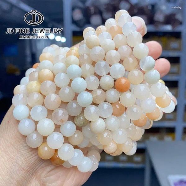 Strand JD Natural Pink Aventurine Jade Bead Bracelets Women Fashion Yoga Energía redonda de joya de meditación elástica de la muñeca