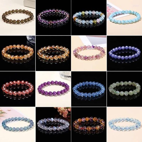 Strand JD Stone Natural Citrine Charoite Fluorite Bead Bracelet Women Women Fine Gemstone Stretch Energy Healing Bangles Joyería