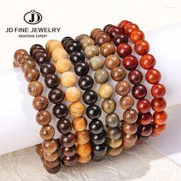 Strand JD – Bracelet de perles en bois naturel, bouddha en bois de santal noir, pour femmes et hommes, prière en bois wengé, Vintage, bijoux de Yoga