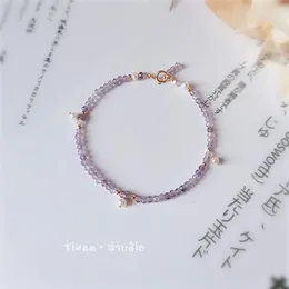 Bijoux de brin de rêve naturel Amethyst Pearl Bracelet cheville femelle Boudoir Sweet Romantic Wind Girl Girl Ornements String Ins