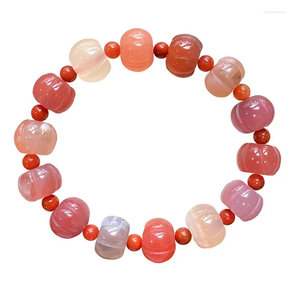 Brin JoursNeige couleur Source de sel sculpté perle de citrouille Bracelets en cristal naturel chance pour les femmes Bracelet de mode unique bijoux