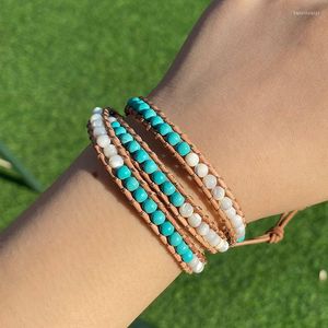 Strand Kelitch armbanden voor vrouwen cadeau lederen kralen 3 wrap elegante mode sieraden meisjes vriendschap bangle