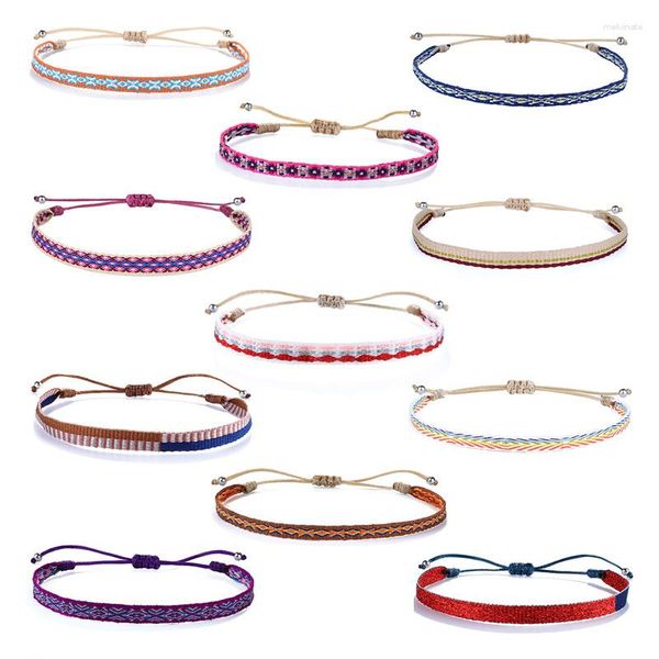 Strand KELITCH tressé réglable tissé bracelets d'amitié pendentif multicolore cordes minces chaîne d'enveloppe faite à la main