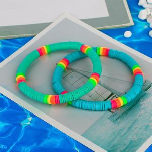 Strand Kelitch Fashion Handmade armbanden sieraden kleurrijke zachte rubberen schijf Bead Polymeer Klei Elastische Bangle Women Vriendschap Bracelet