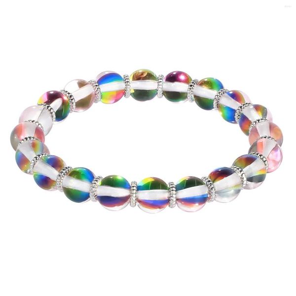 Strand KELITCH Moonstone pulseras elásticas hechas a mano con cuentas para mujer, brazalete de cristal transparente, pulsera con abalorio de moda, joyería para parejas