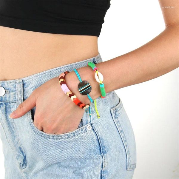 Strand KELITCH arc-en-ciel alliage Tila Bracelets perlé émail pour les femmes carrelage empilable extensible à la main amitié manchette Bracelets Gi