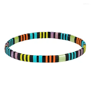 Strand KELITCH Tila perles couleur noire Bracelet extensible Boho fait à la main bracelet charmant bijoux pour femmes