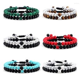 Ensemble de bracelets en pierre Kirykle pour femmes et hommes, tissé à la main, en pin naturel, œil de tigre, perlé, bijoux à main pour Couple, cadeau