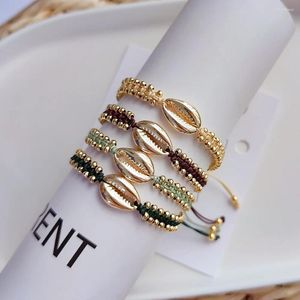 STRAND KKBEAD Handgemaakte gevlochten armbanden voor vrouwen goud vergulde kralen geweven draad shell armband sieraden accessoires pulseras mujer