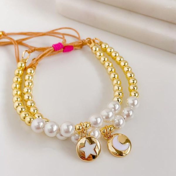 Strand KKBEAD Moon Star Charm Bracelets Haute Qualité Plaqué Or Perles Bracelet Pour Femmes Bijoux Accessoires Perle Pulseras Femme