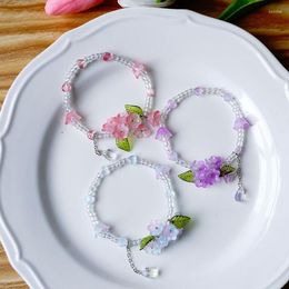 Bracelet de cristal coréen Strand Crystal Bracelet Fleur Amitié pendente Mode Charmes florales Bijoux Accessoires pour filles