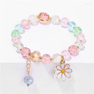 Bracelet coréen marguerite fleurs Bracelet bohème coloré cristal perlé à la main élastique corde femmes mode bijoux Pulceras