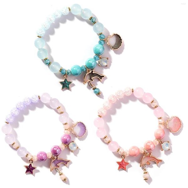 Bracelet frais de style coréen Strand pour femme plage en verre cristal perles dolphin coquille amitié féminine