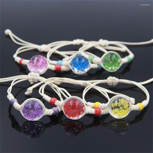 Bracelet de réglage de boule de verre de fleur séchée naturelle de Style coréen brin été fait à la main chez les femmes Bracelet bijoux cadeau