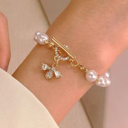 Brin coréen doux Design Baroque perle de luxe abeille Zircon cristal femme bal fête OT boucle bracelet à breloques cadeau