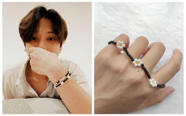 Strand KPOP Ateez Wooyoung Wy Pulsera atinada para ventiladores Bangle Collection Beads Anillo acrílico K- Atz Nombre Llegados