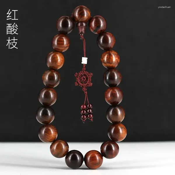 Strand Laos rama de ácido rojo cuentas budistas coche colgante Rosario de mano adornos de madera juego accesorios de caoba